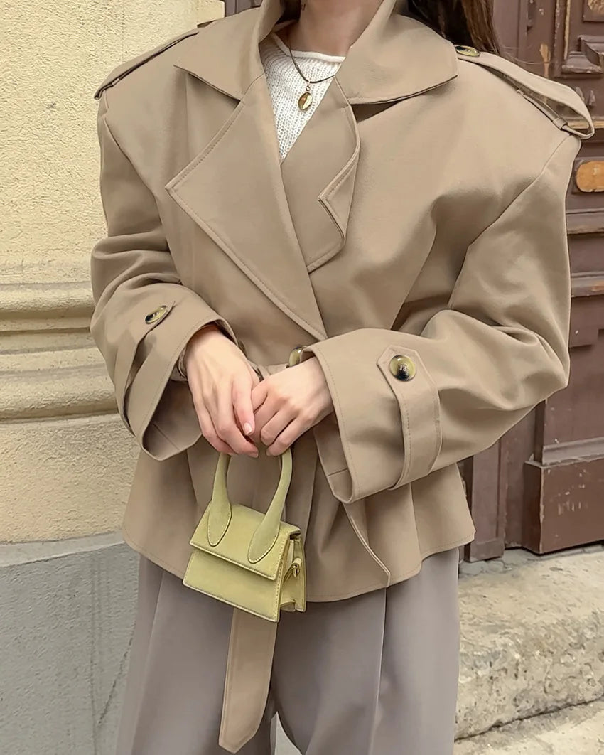 016 -  Bindegürtel Trenchcoat Damen – Elegant & Modern