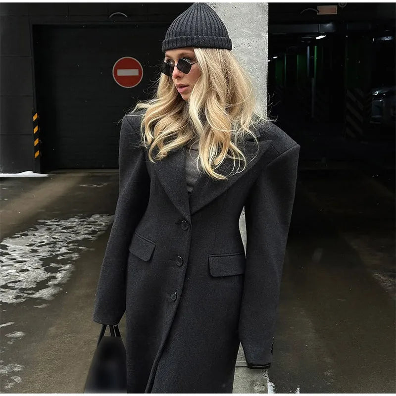 008 - Lange Wildlederjacke Damen – Modern & Elegant