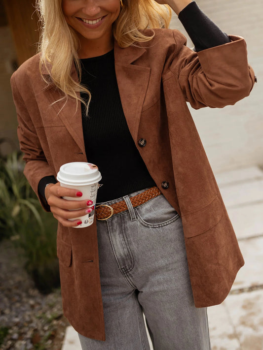 088 - Eleganter Wildleder-Blazer – Lockere Passform & urbaner Chic