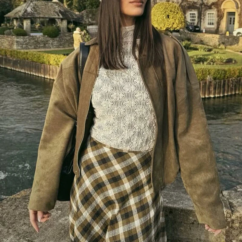 121 - Suede Bomberjacke Damen