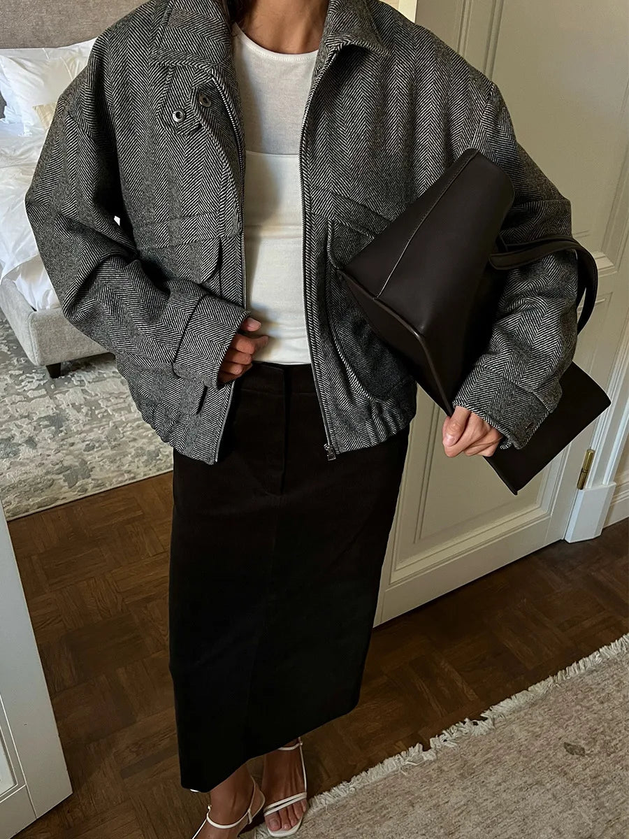 062 - Patchwork-Zip-Jacke Damen – Urban & Modern