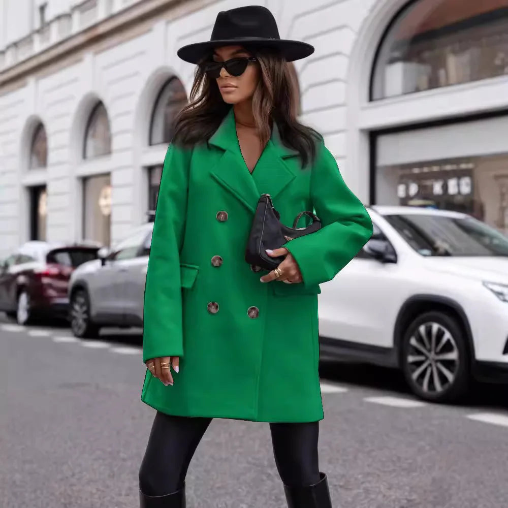 143 - Tweed Mantel Damen Zweireihig Winter