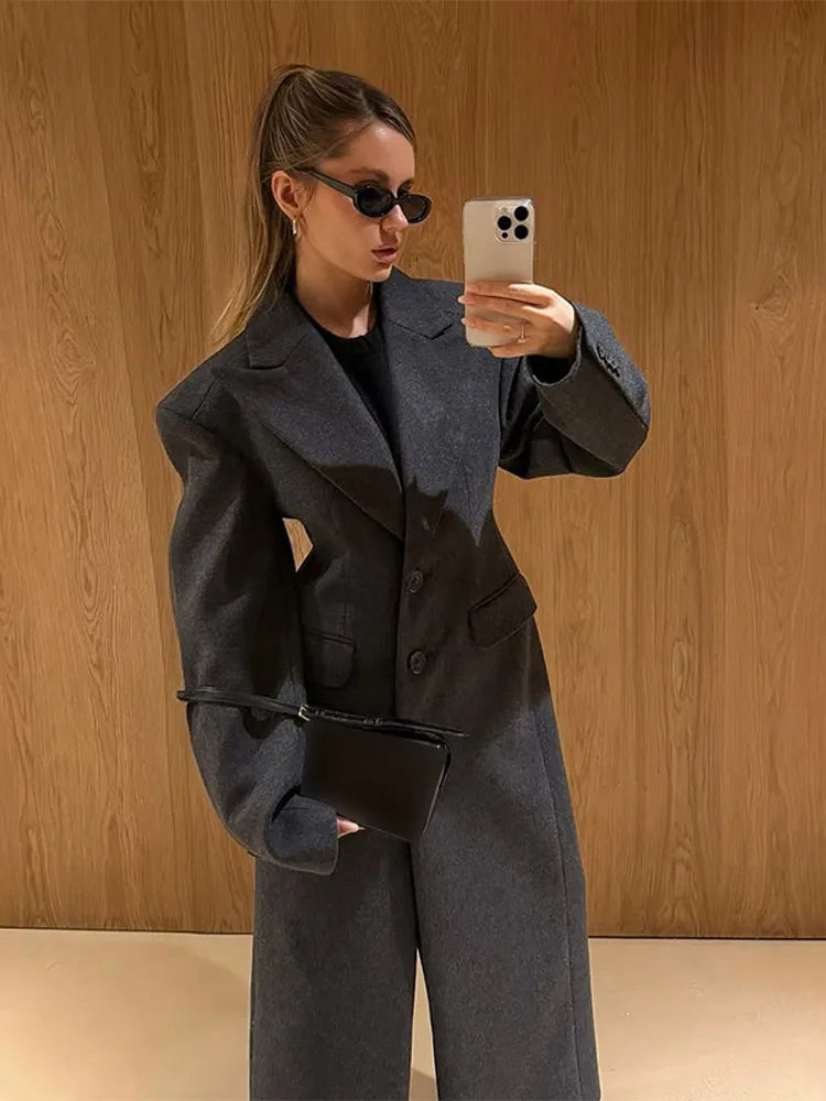 008 - Lange Wildlederjacke Damen – Modern & Elegant