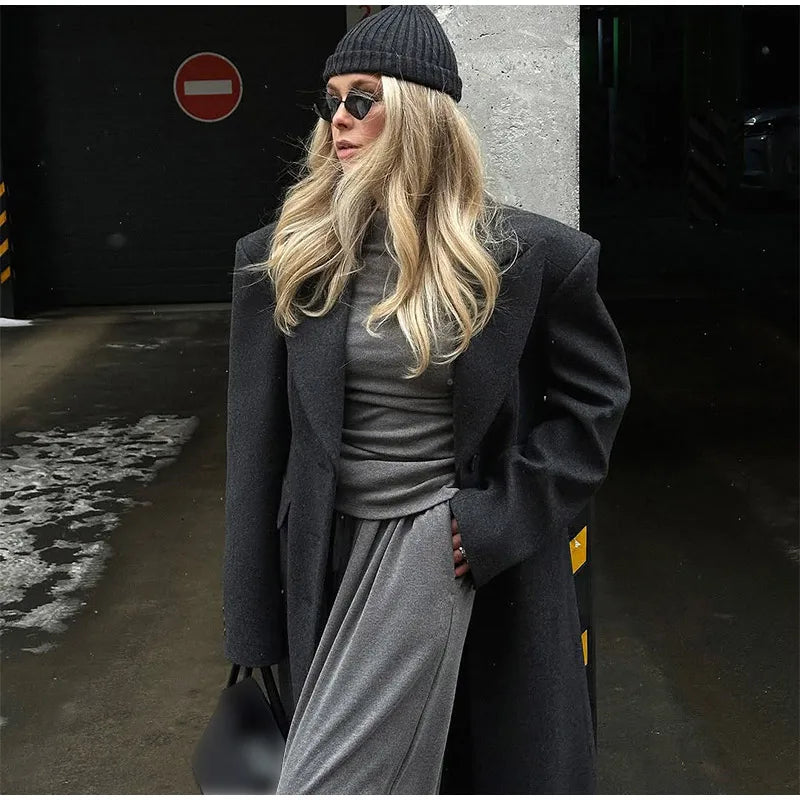 008 - Lange Wildlederjacke Damen – Modern & Elegant