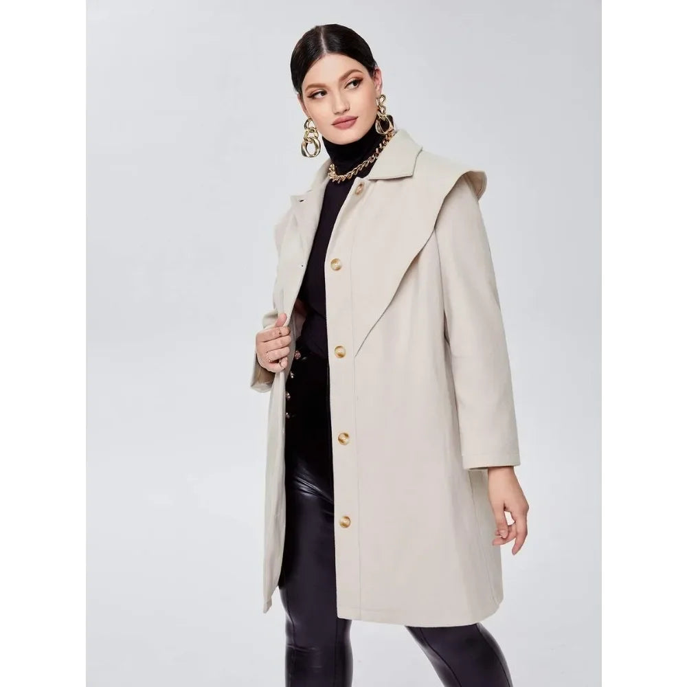 096 - Damenmantel Lang mit großem Kragen