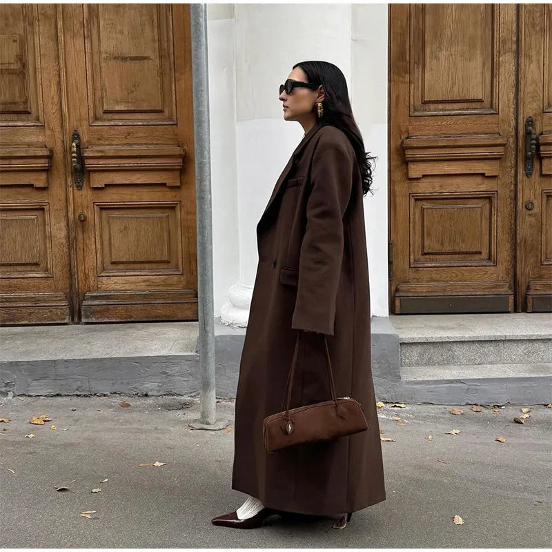 008 - Lange Wildlederjacke Damen – Modern & Elegant