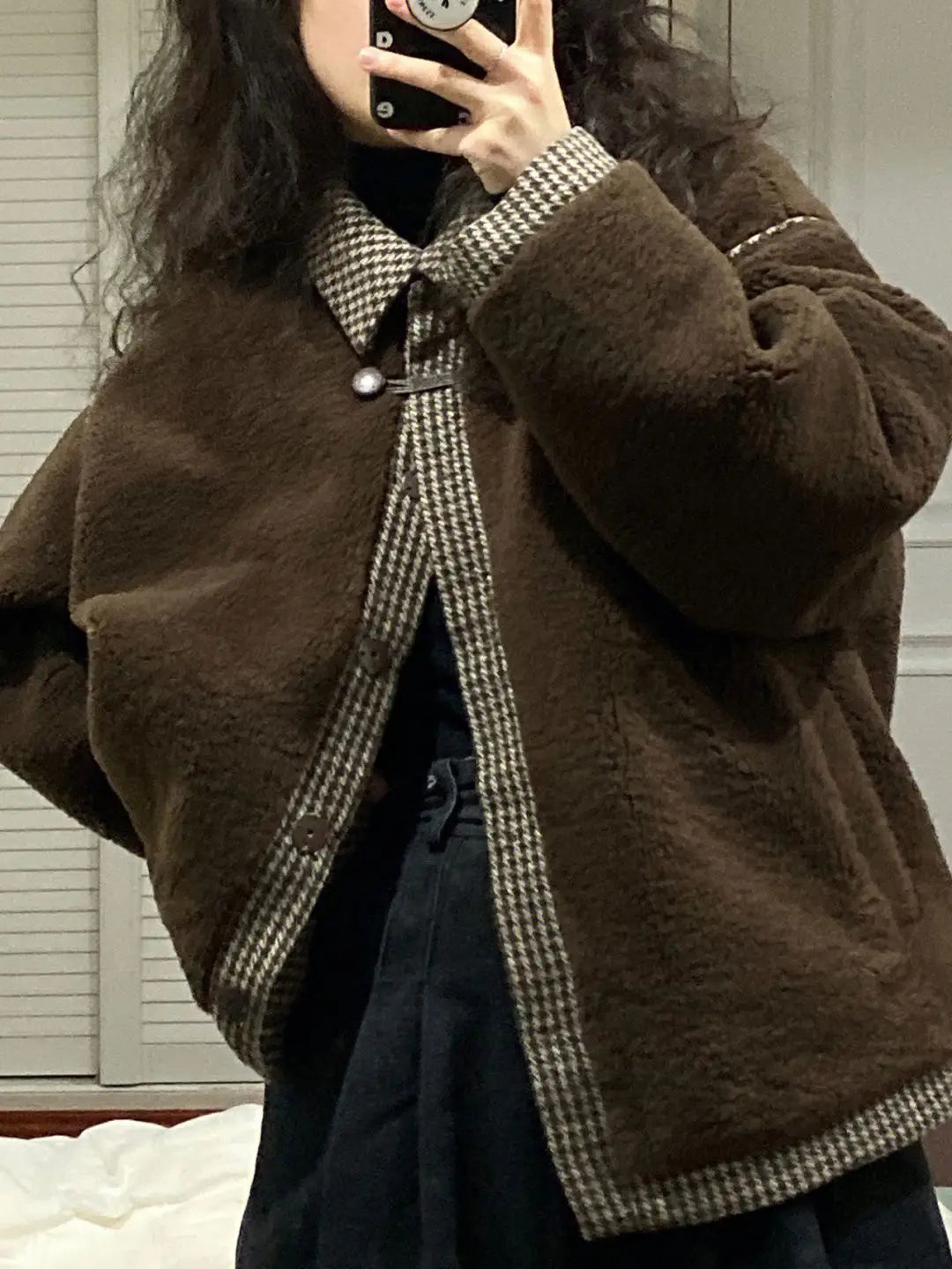 083 - Patchwork Wollmantel Damen – Warm & Modern