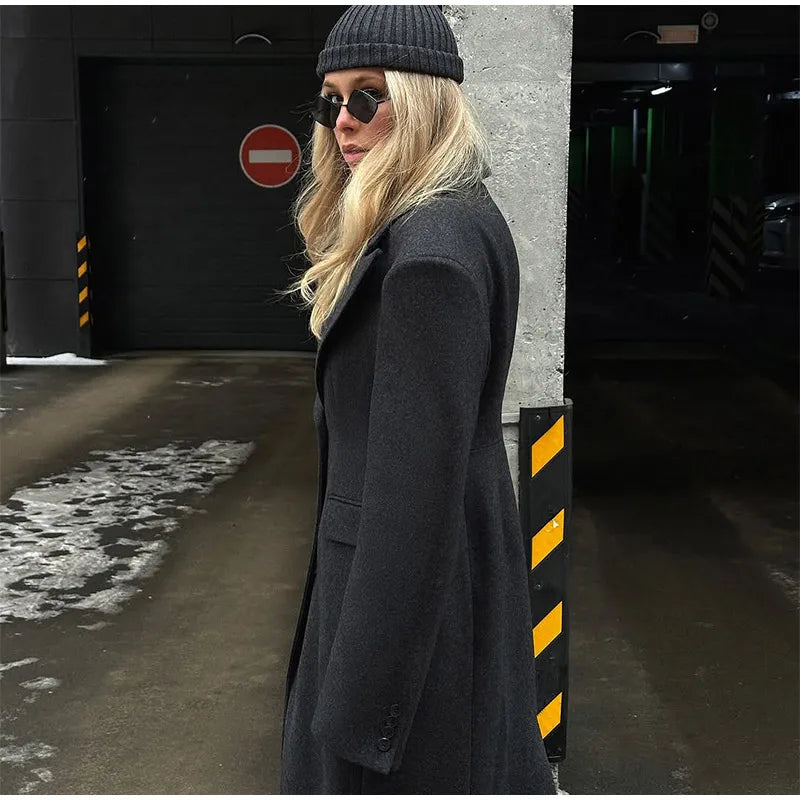 008 - Lange Wildlederjacke Damen – Modern & Elegant