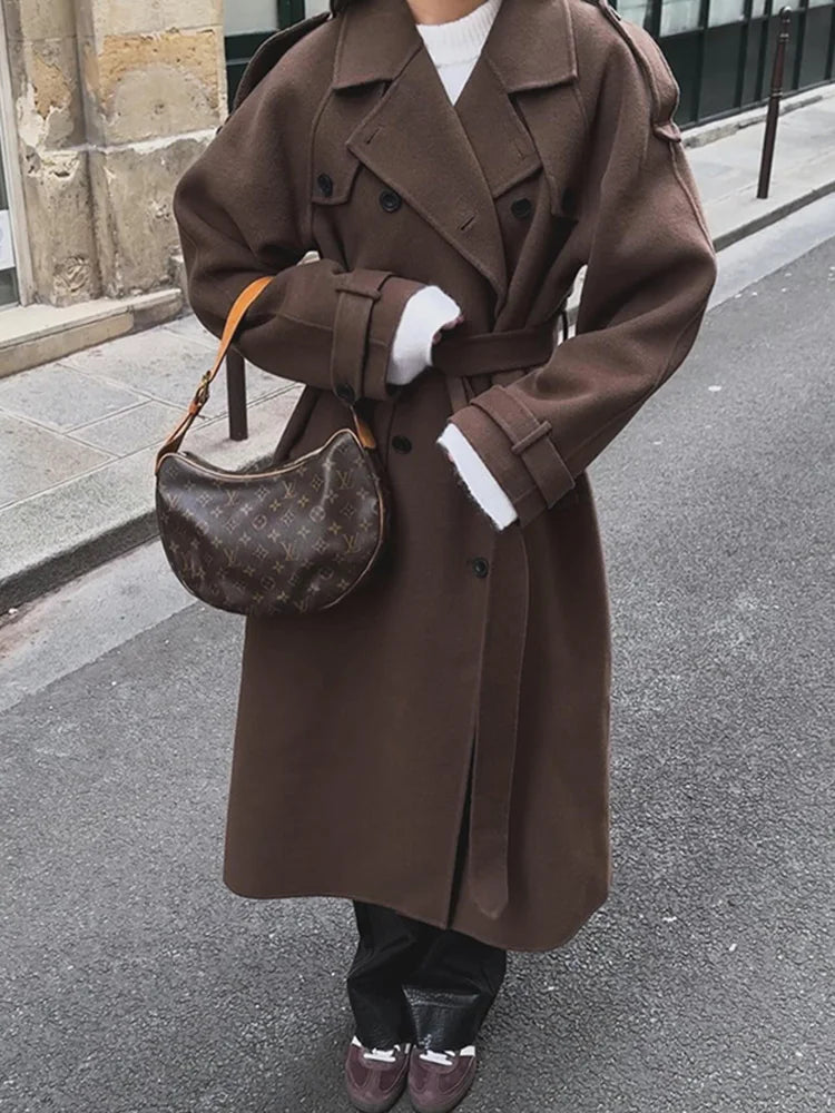 103 - Damen Zweireiher Mantel mit Revers