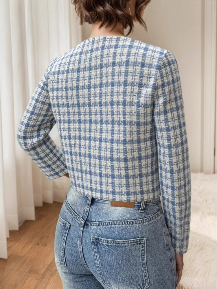 085 - Tweedjacke mit Hahnentritt-Print