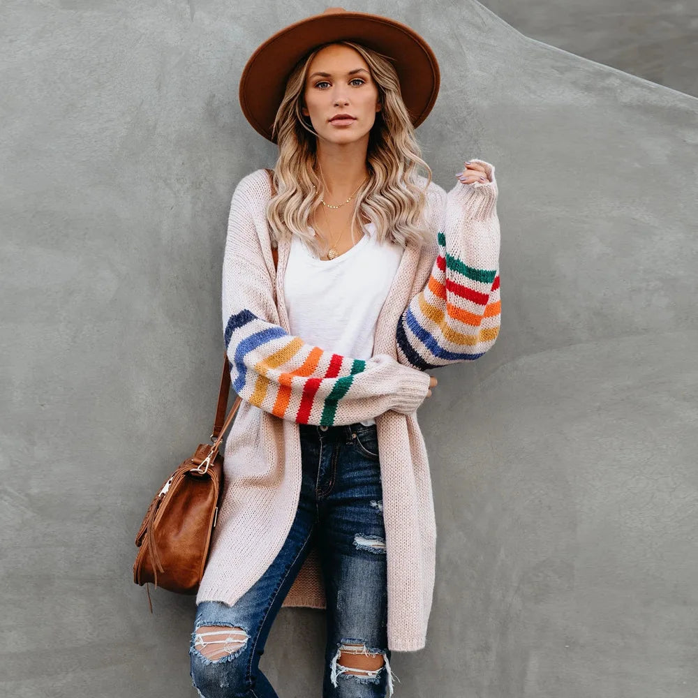 118 - Strick Cardigan Damen Mittellang Elegant