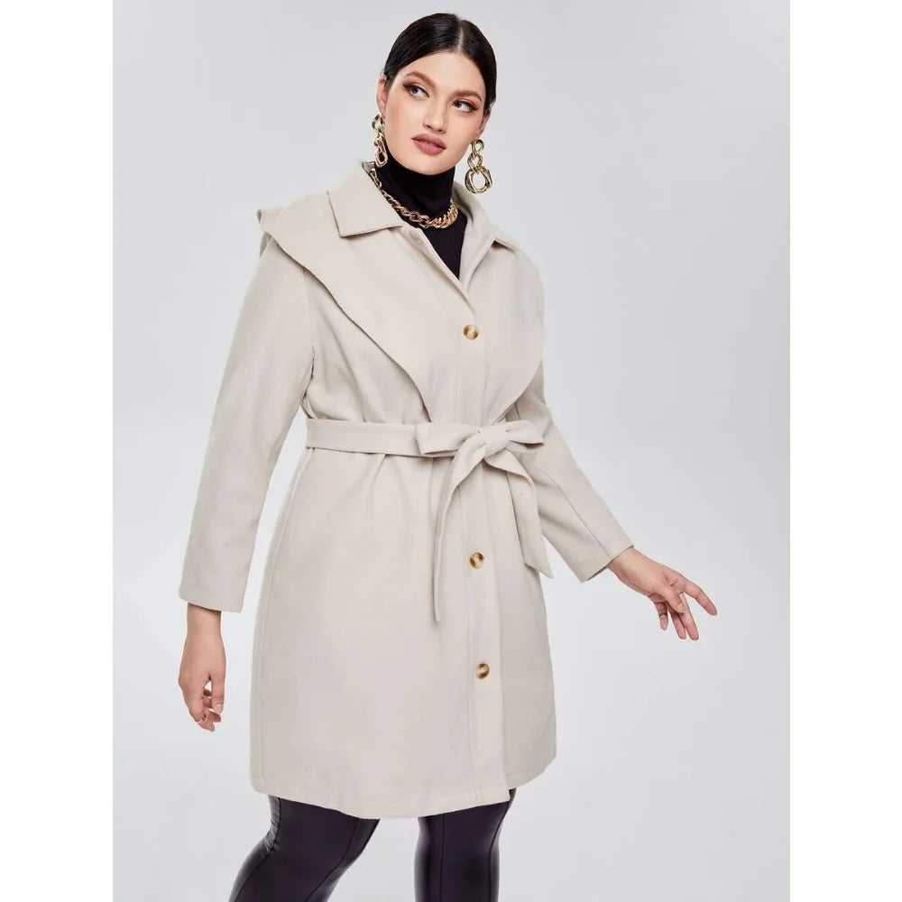 096 - Damenmantel Lang mit großem Kragen