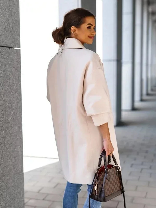 098 - Damen Zweireiher Mantel Lang Elegant