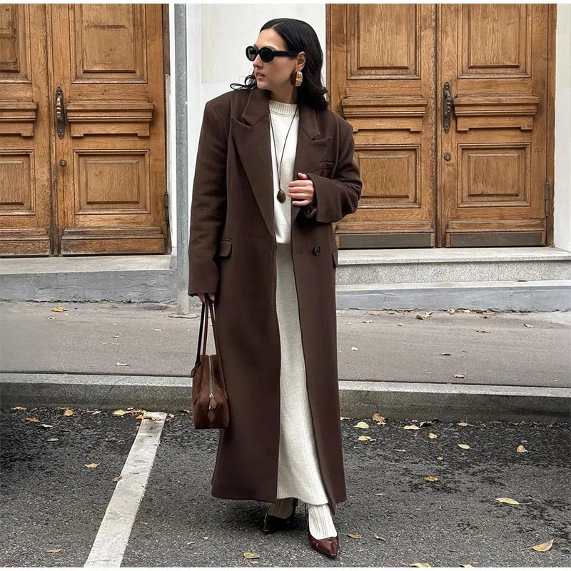 008 - Lange Wildlederjacke Damen – Modern & Elegant