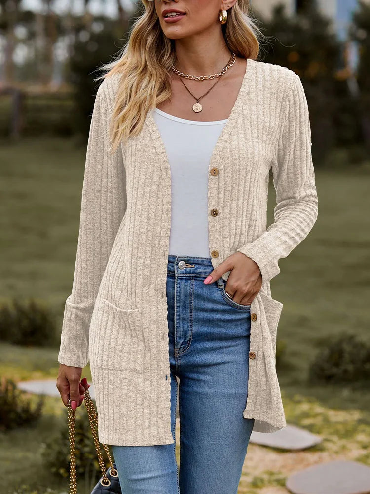 052 - Gestreifter Mantel Damen – Modern & Vielseitig