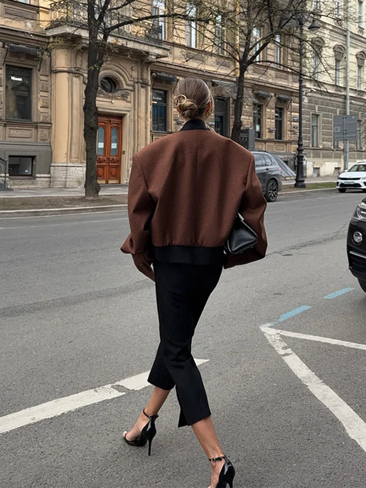 119 - Kurze Wolljacke Damen Braun Vintage