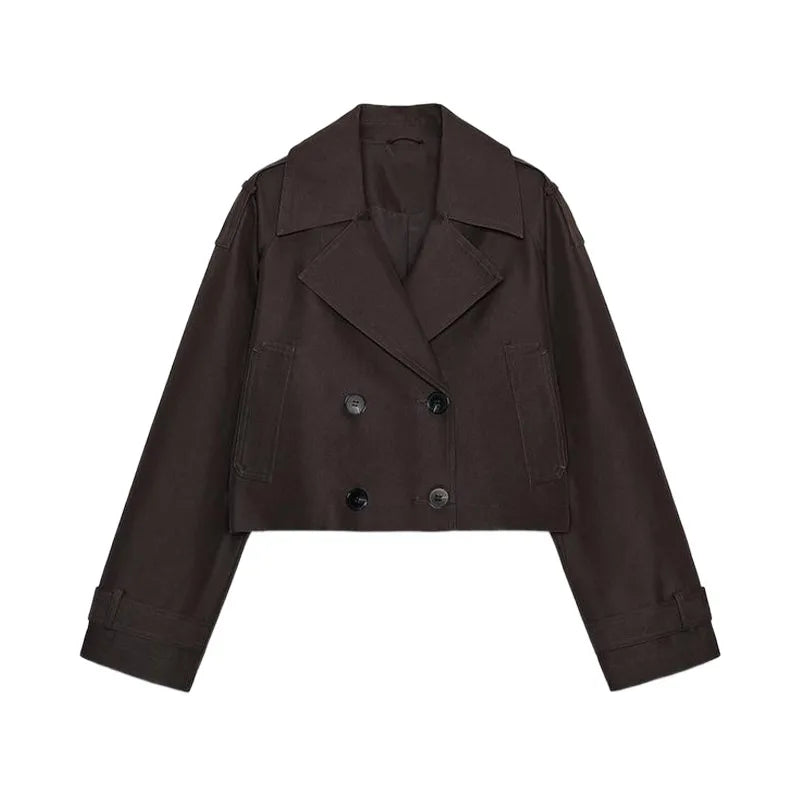 072 - Kurzer Damen-Trenchcoat – Zweireihig & Modern