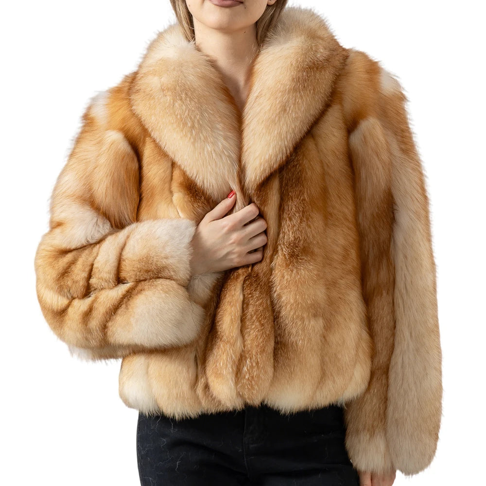 000 - Echter Fuchspelz-Mantel für Damen – Warm & Elegant