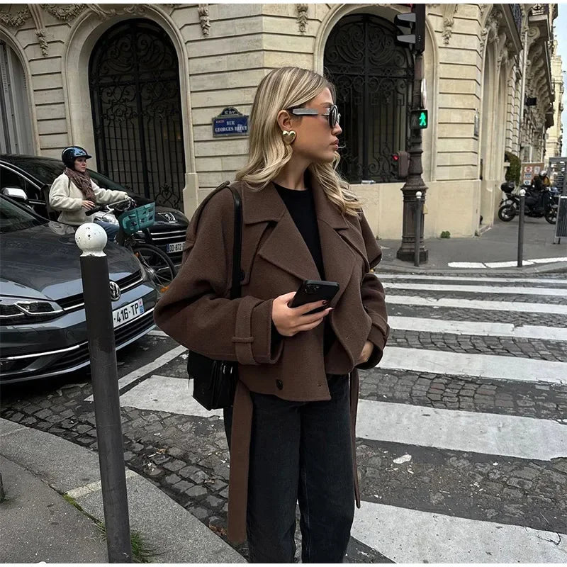 001 - Damen Woll-Trenchcoat – Lang, Warm & Elegant