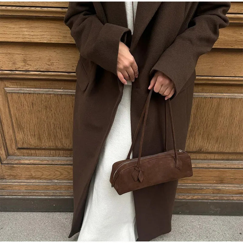 008 - Lange Wildlederjacke Damen – Modern & Elegant