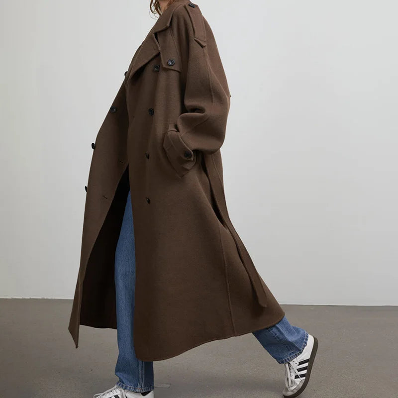 103 - Damen Zweireiher Mantel mit Revers