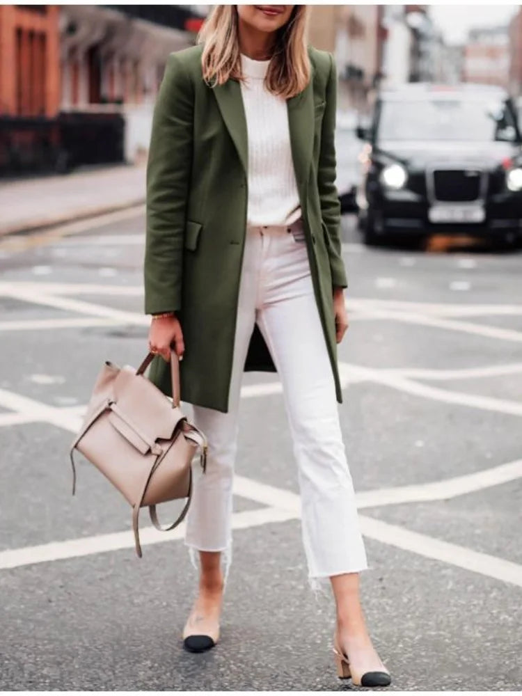 110 - Damen Wollmix Mantel Lang Mit Gürtel