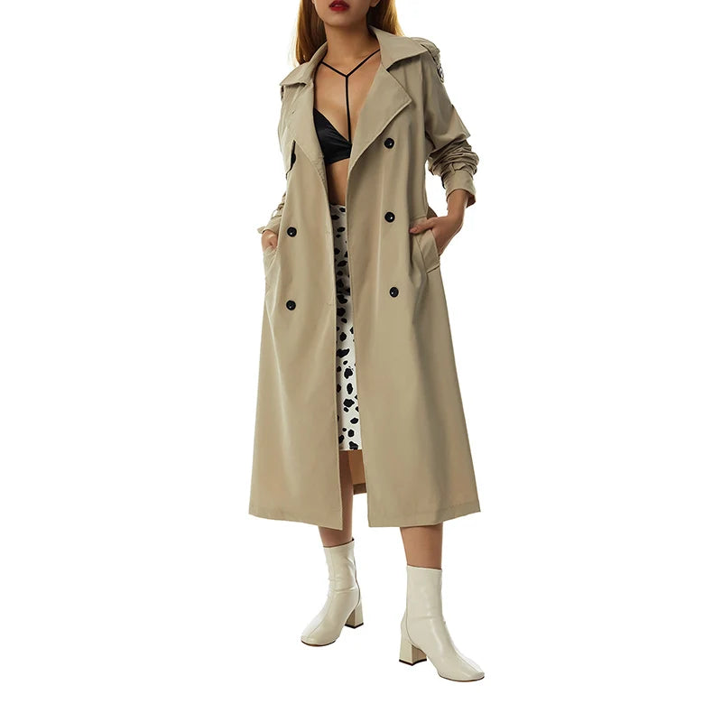 003 - Langer Damen-Trenchcoat – Elegant & Mit Gürtel