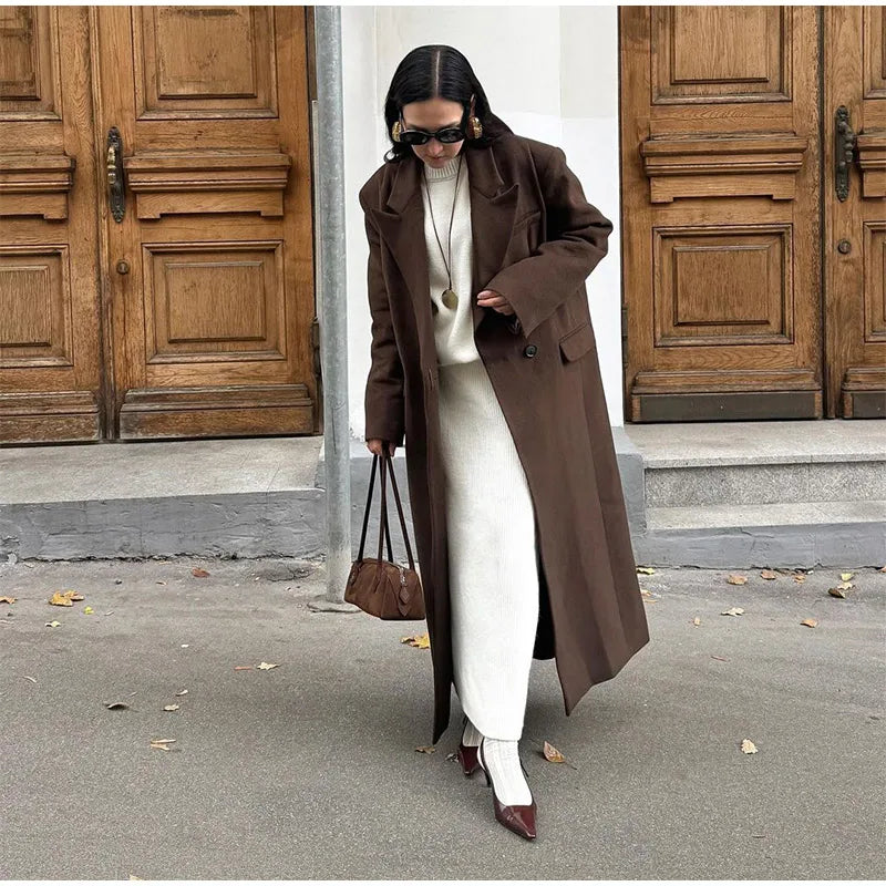 008 - Lange Wildlederjacke Damen – Modern & Elegant