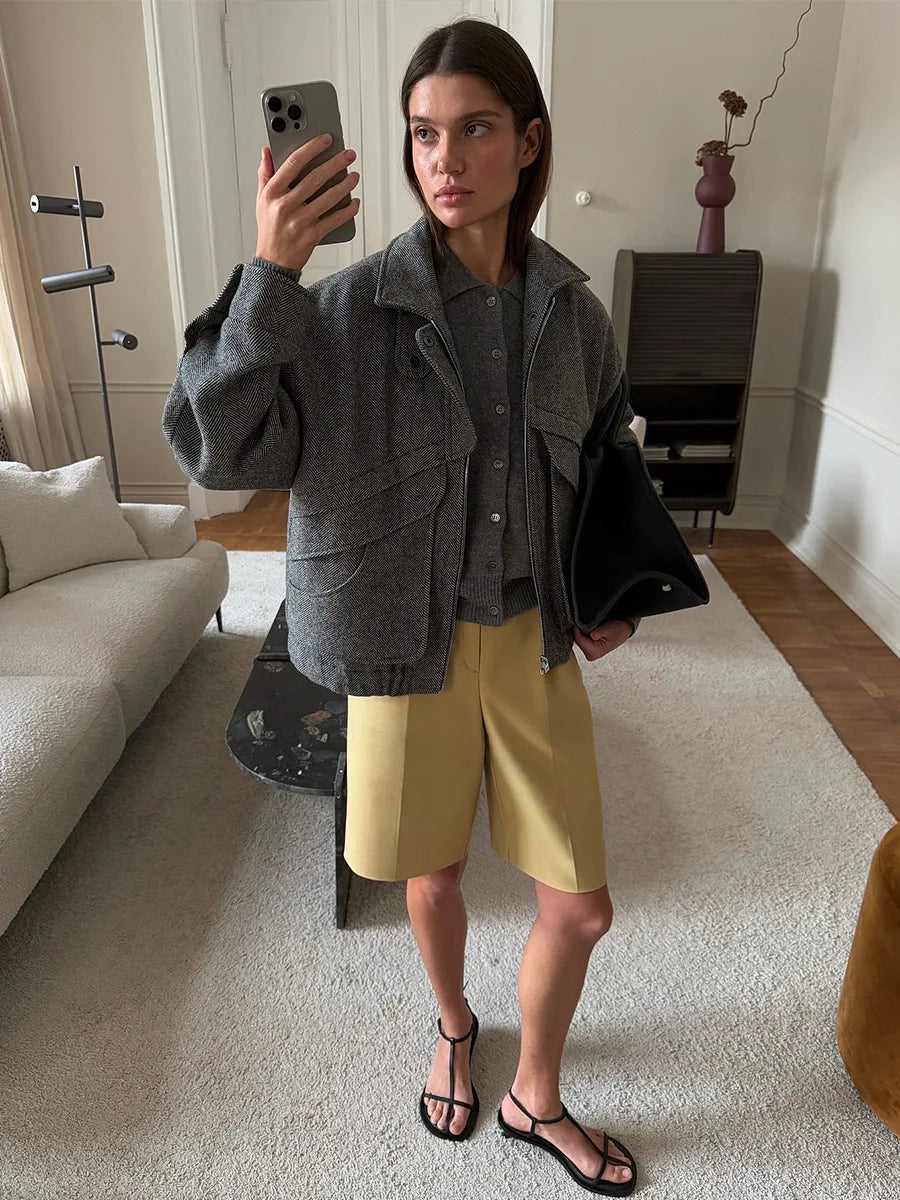 062 - Patchwork-Zip-Jacke Damen – Urban & Modern