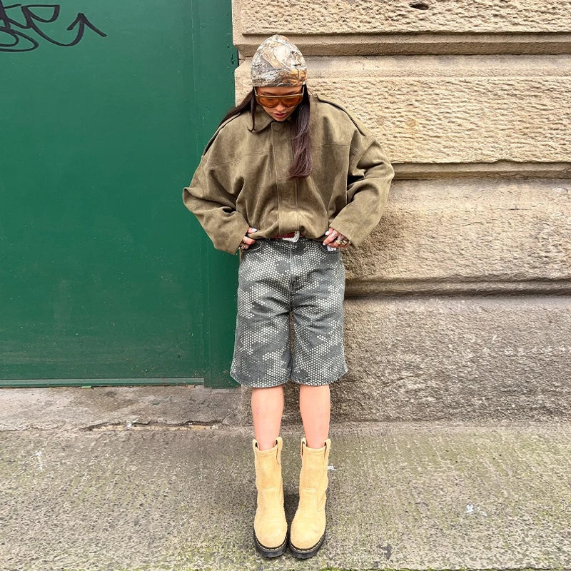 055 - Suede Bomber Jacket Damen – Modern & Stylisch