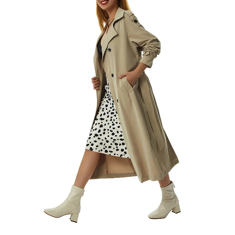 003 - Langer Damen-Trenchcoat – Elegant & Mit Gürtel
