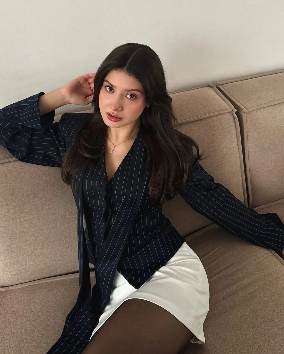 019 - Gestreifter Blazer Damen – Modern & Elegant