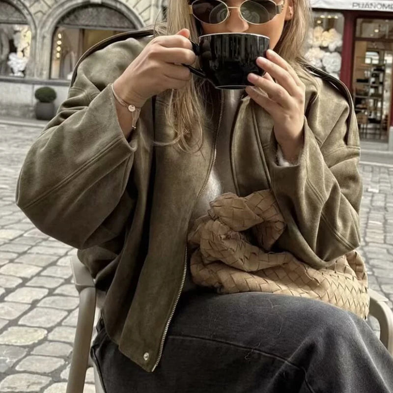 121 - Suede Bomberjacke Damen