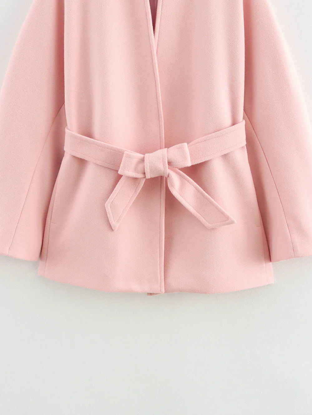079 - Einfarbiger Schleifen-Mantel – Herbst/Winter Damenjacke