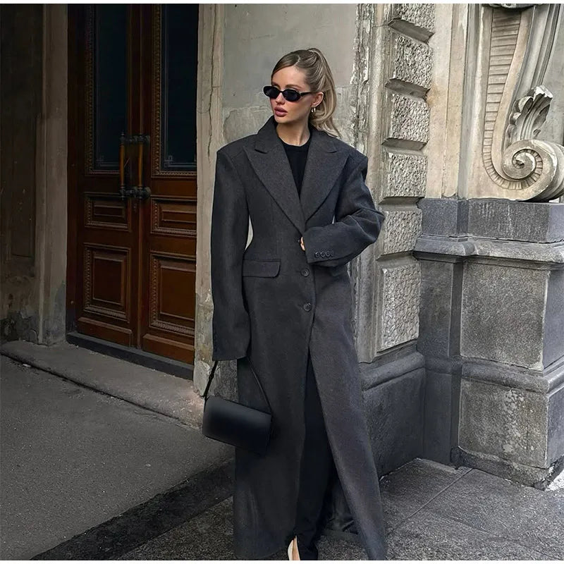 008 - Lange Wildlederjacke Damen – Modern & Elegant