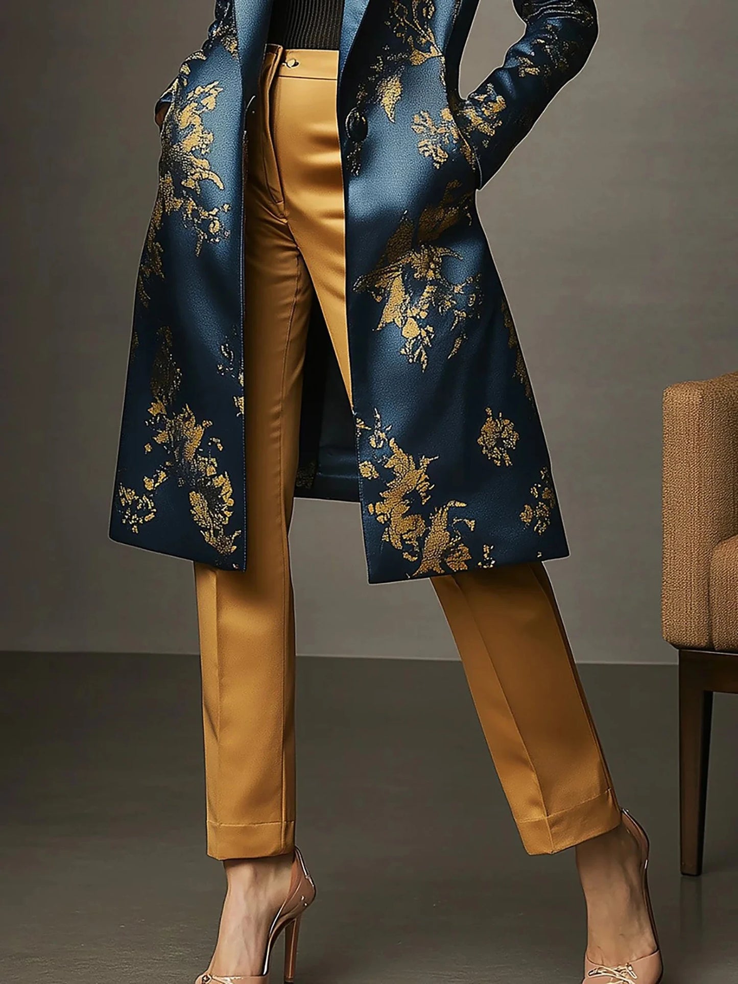 014 - Satin-Trenchcoat Damen – Elegant & Extralang