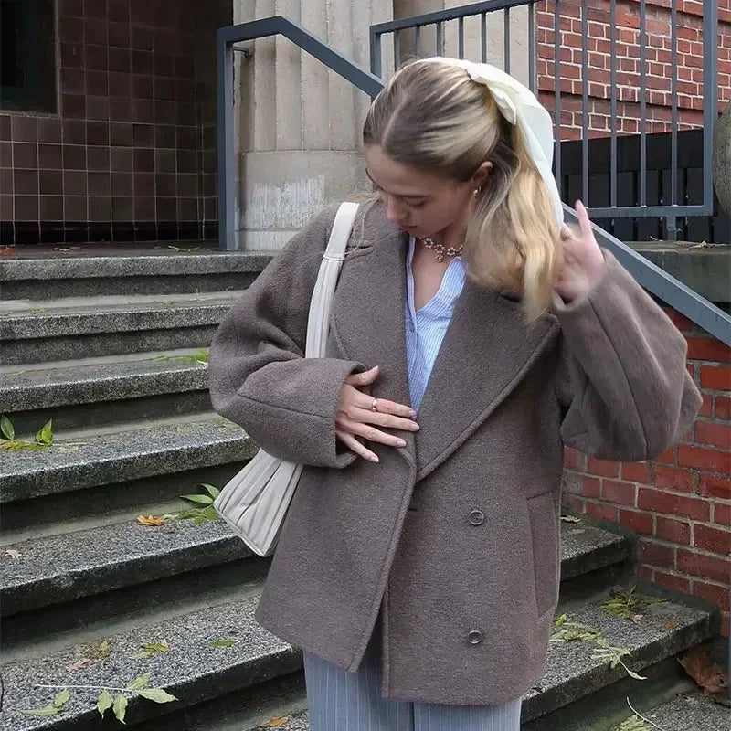 099 - Kurzer Wollblazer Damen Zweireihig