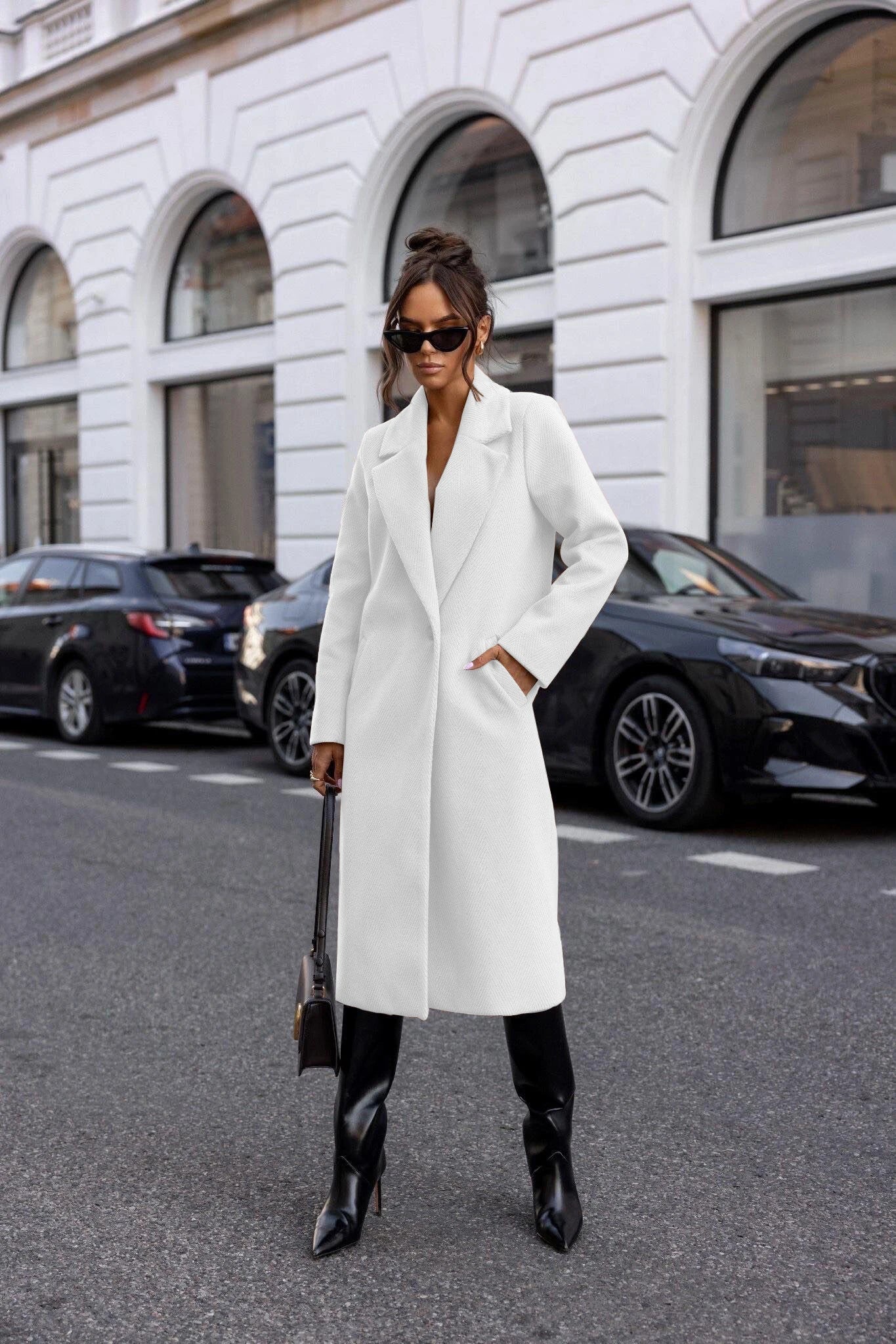 147 - Trenchcoat Damen Mid-Length Mit Revers & Einem Knopf