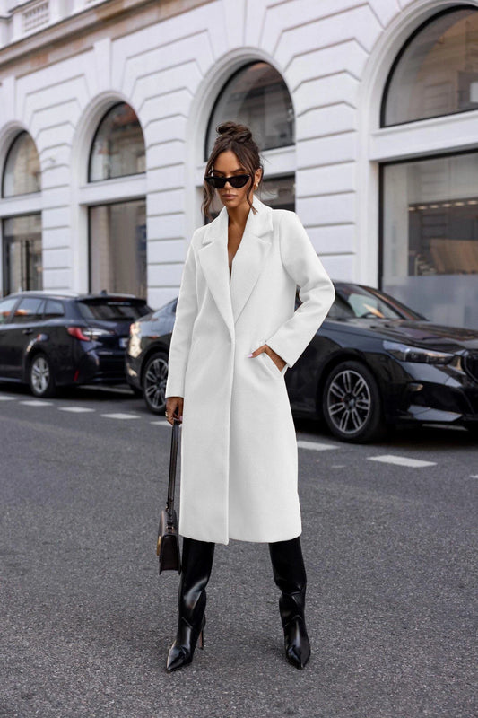 147 - Trenchcoat Damen Mid-Length Mit Revers & Einem Knopf