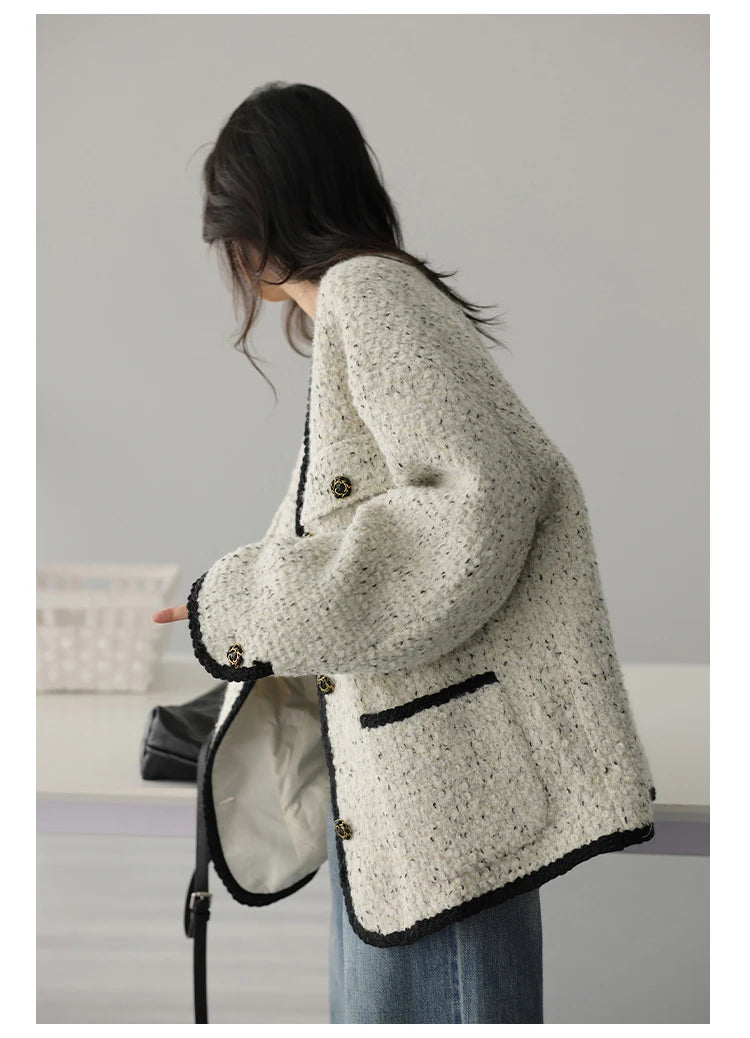 108 - Damen Wollmantel mit V-Ausschnitt Vintage