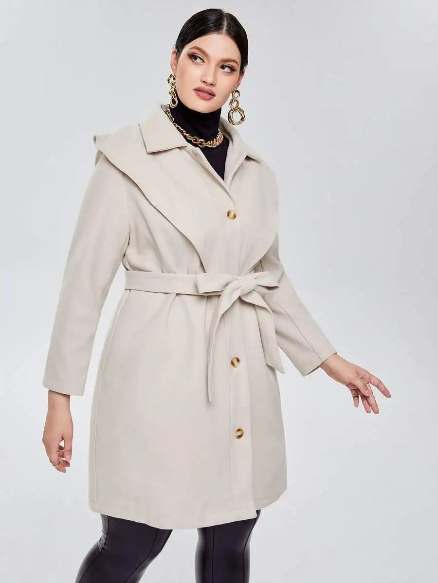 096 - Damenmantel Lang mit großem Kragen