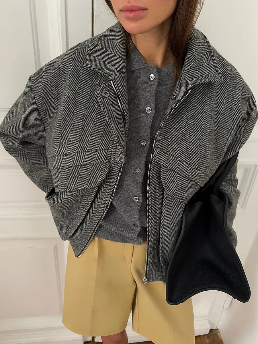 062 - Patchwork-Zip-Jacke Damen – Urban & Modern