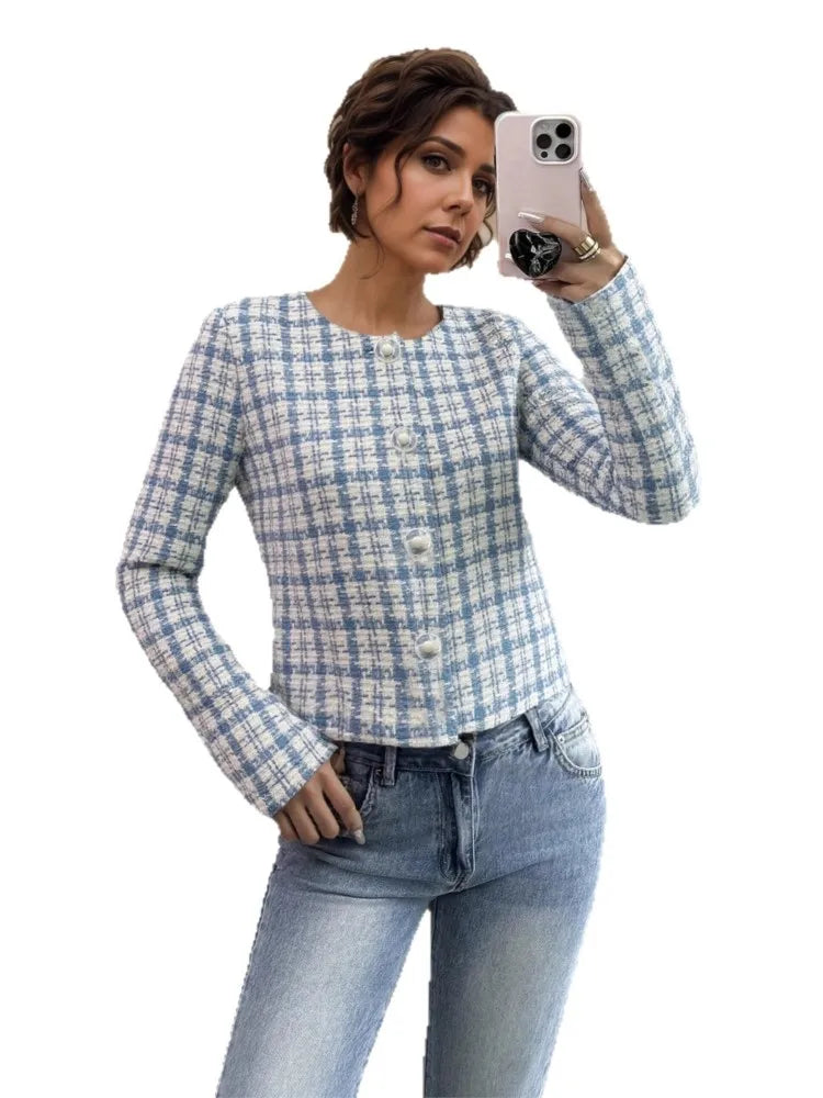 085 - Tweedjacke mit Hahnentritt-Print