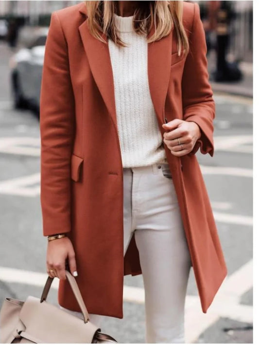 110 - Damen Wollmix Mantel Lang Mit Gürtel