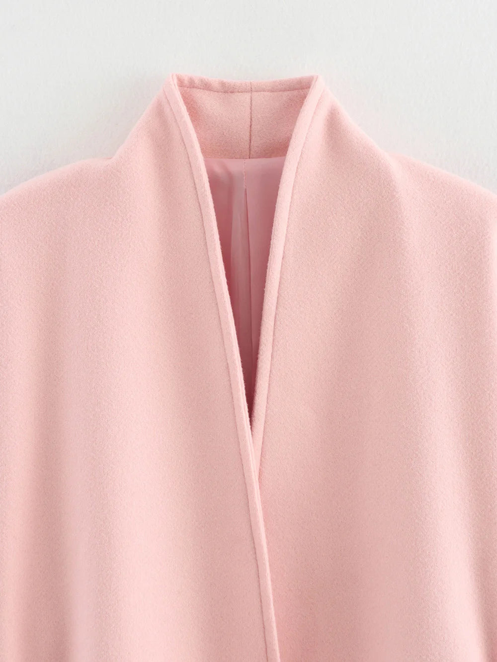 079 - Einfarbiger Schleifen-Mantel – Herbst/Winter Damenjacke