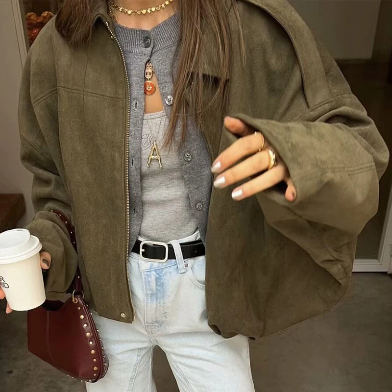 121 - Suede Bomberjacke Damen