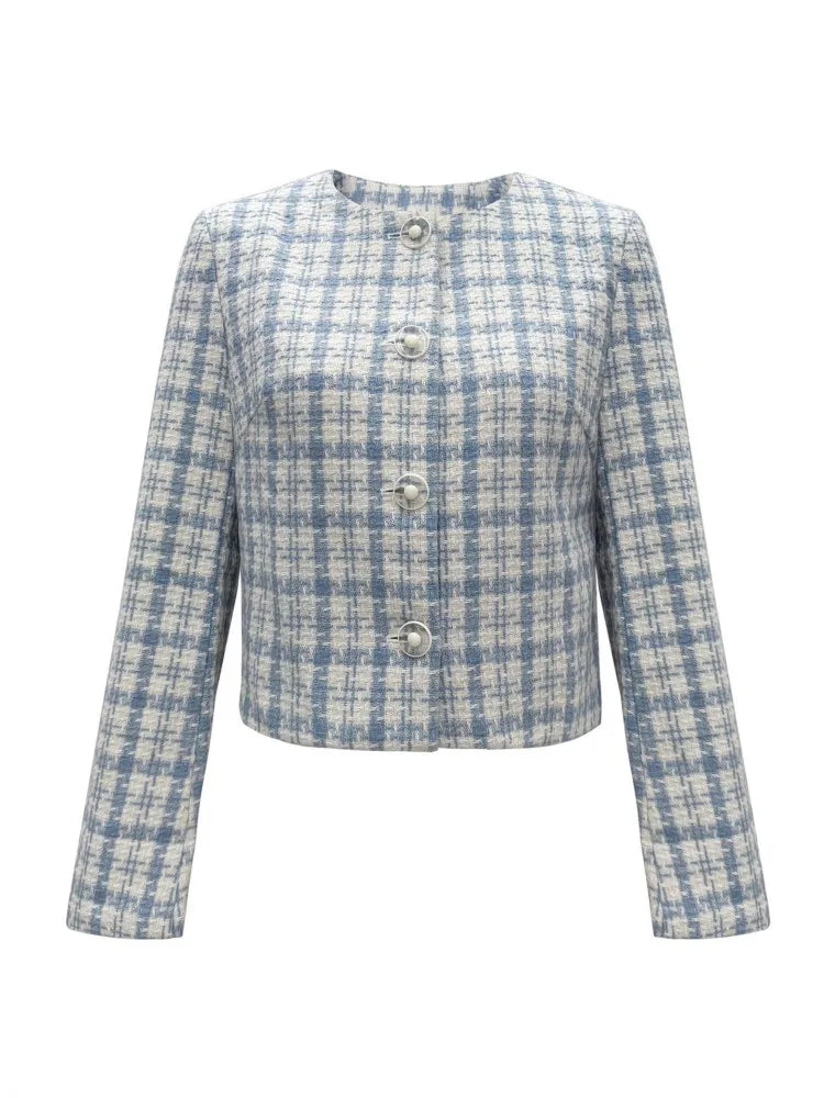 085 - Tweedjacke mit Hahnentritt-Print