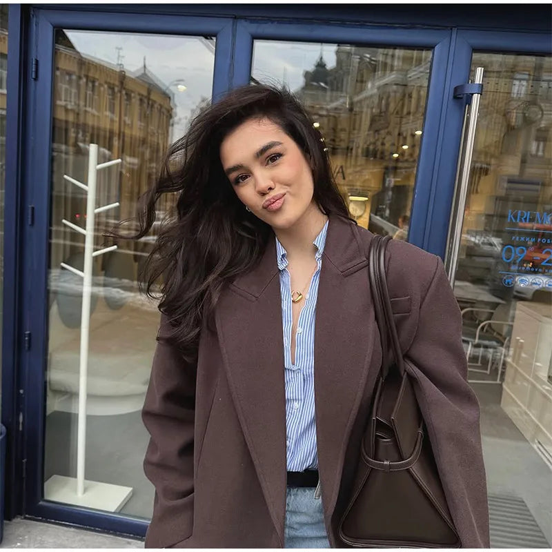 008 - Lange Wildlederjacke Damen – Modern & Elegant