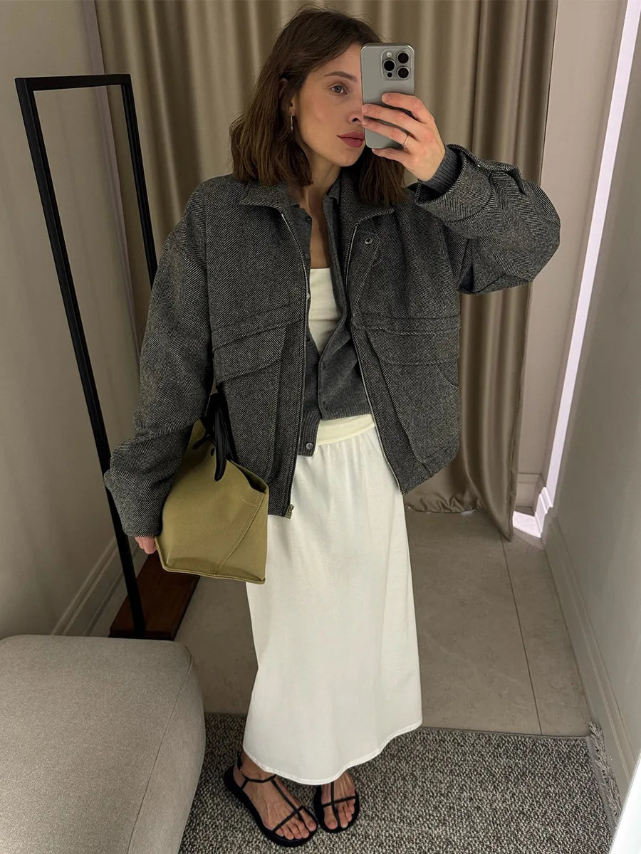 062 - Patchwork-Zip-Jacke Damen – Urban & Modern