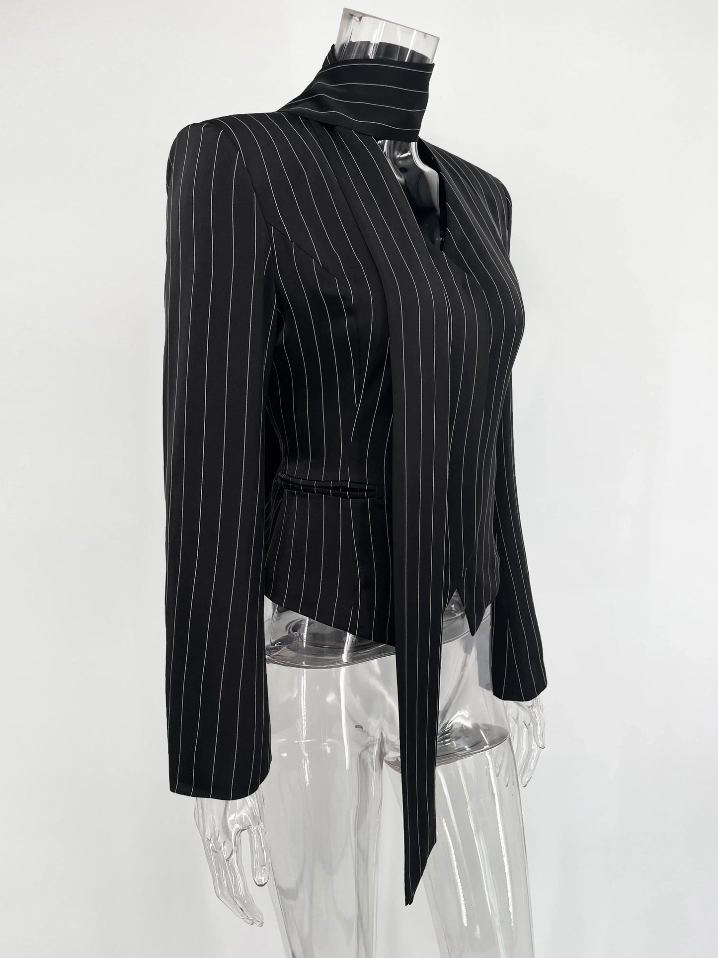 034 - Gestreifter Blazermantel Damen – Elegant & Tailliert